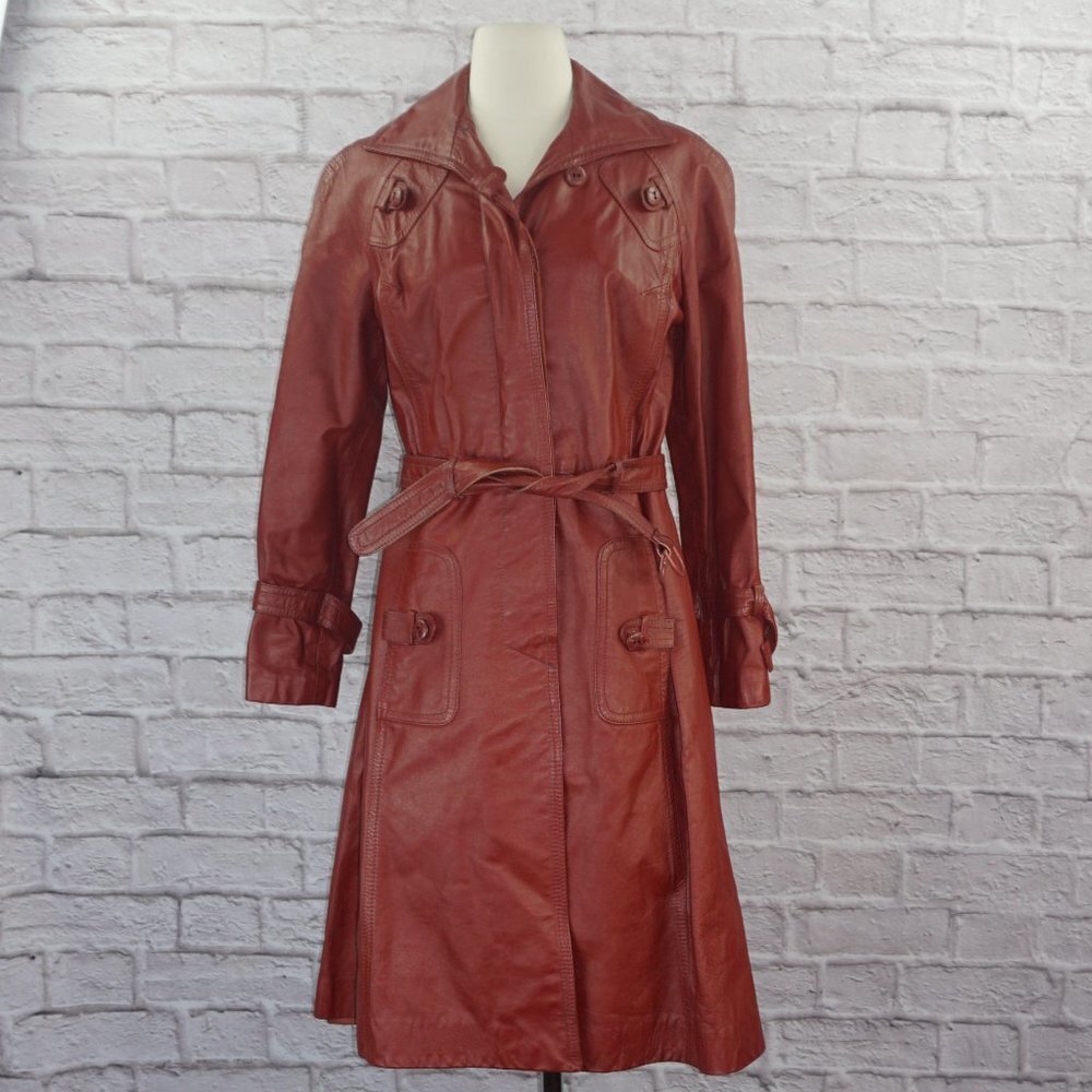 Vintage 70s Leather Trench Coat